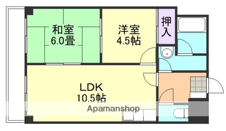 岡山県倉敷市白楽町の賃貸マンションの間取り