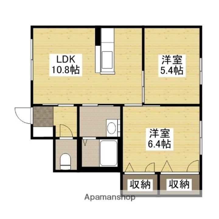 広島県廿日市市大野字鯛ノ原の賃貸アパートの間取り