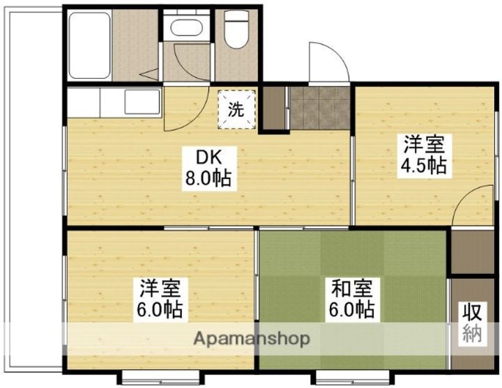 広島県安芸郡海田町昭和中町の賃貸マンション301の間取り