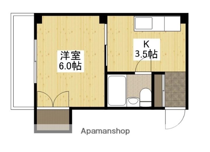 広島県安芸郡府中町鹿籠2丁目の賃貸マンションの間取り