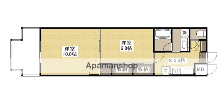 広島県広島市中区八丁堀の賃貸マンションの間取り