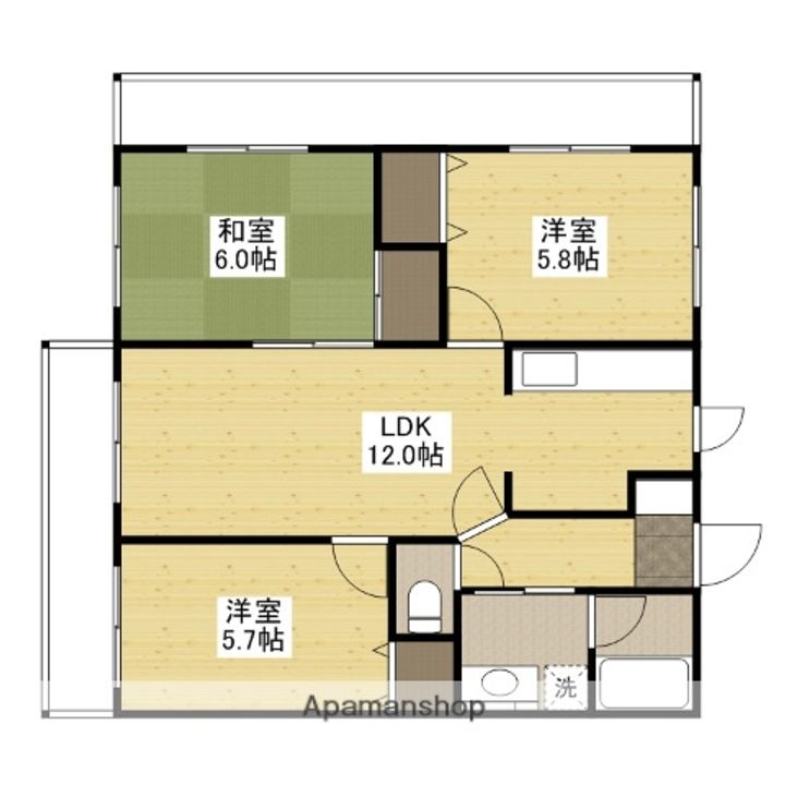 広島県広島市安佐北区可部町大字下町屋の賃貸マンションの間取り