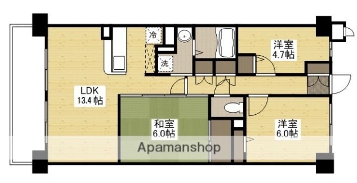 広島県広島市安佐南区長束1丁目の賃貸マンションの間取り