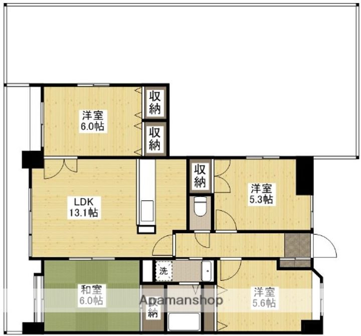 広島県広島市安佐南区大町東3丁目の賃貸マンションの間取り