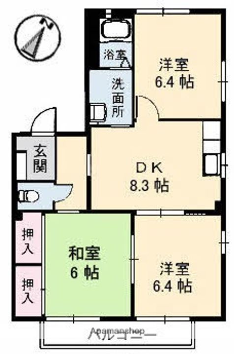 広島県広島市安芸区矢野西7丁目の賃貸アパートの間取り