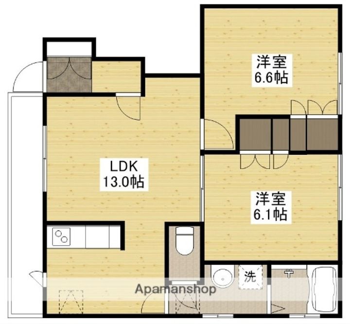 広島県広島市安佐北区口田南6丁目の賃貸アパートの間取り