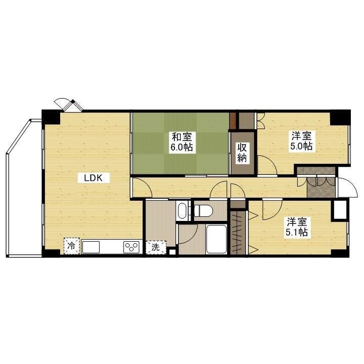 広島県広島市安佐南区川内5丁目の賃貸マンションの間取り