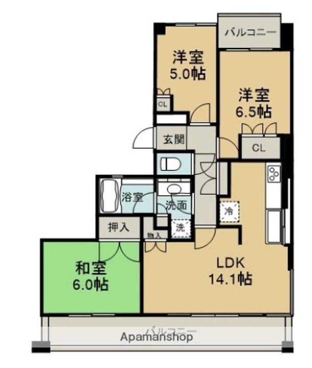 広島県広島市中区加古町の賃貸マンションの間取り