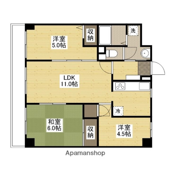 広島県広島市安佐南区中筋1丁目の賃貸マンションの間取り
