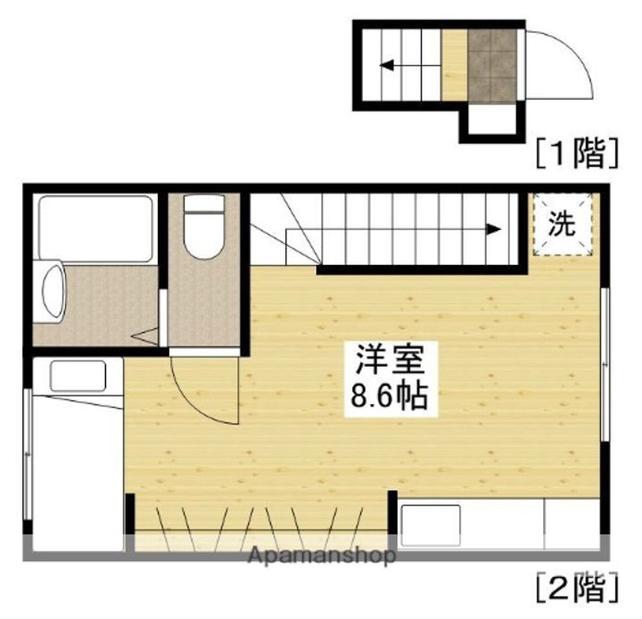 広島県広島市南区西本浦町の賃貸アパートの間取り