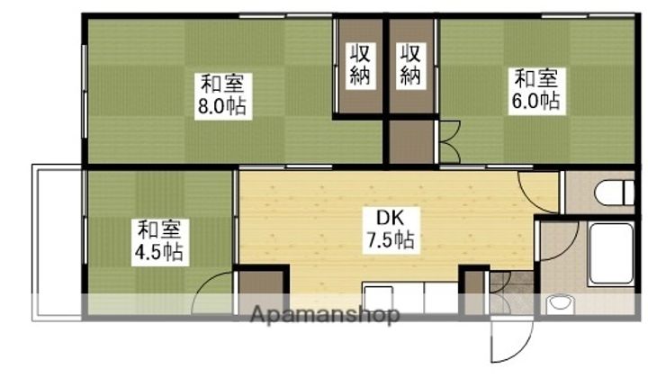 広島県広島市東区戸坂くるめ木1丁目の賃貸マンションの間取り