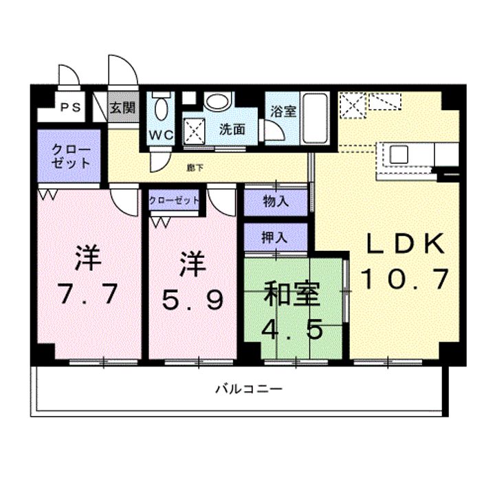 プラザ初雪Aー1の間取り