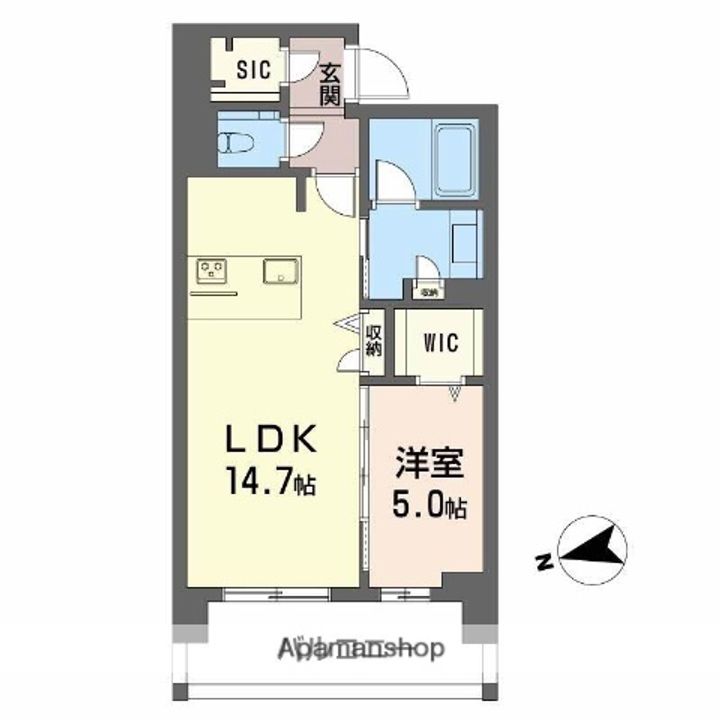 広島県広島市中区三川町の賃貸マンションの間取り