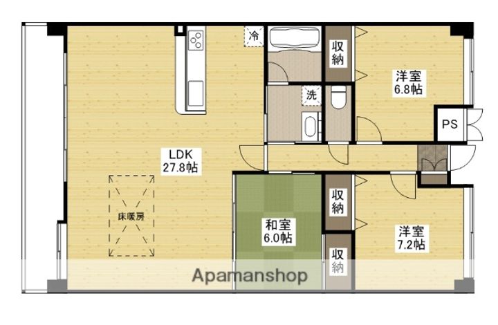 広島県広島市安佐南区西原4丁目の賃貸マンションの間取り
