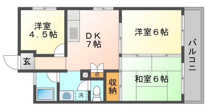 第3サンパレス701号室の間取り