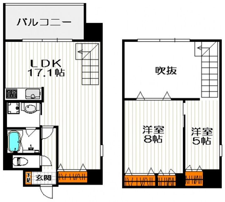 広島県広島市中区平野町の賃貸マンションの間取り
