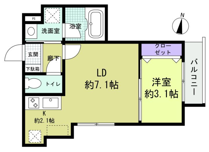 GREENHILL HATSUKAICHI106号室の間取り