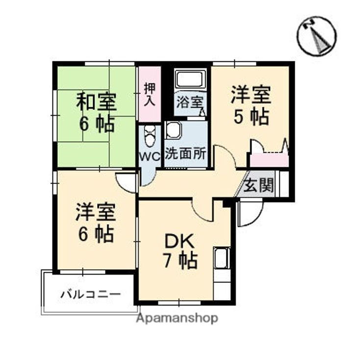 カーサ焼山中央 B棟の間取り