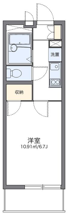 レオパレスリバーサイドにしろく102の間取り