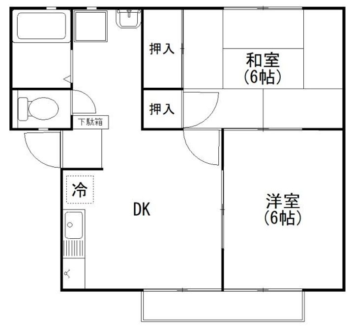 コスモスハイツ202号室の間取り
