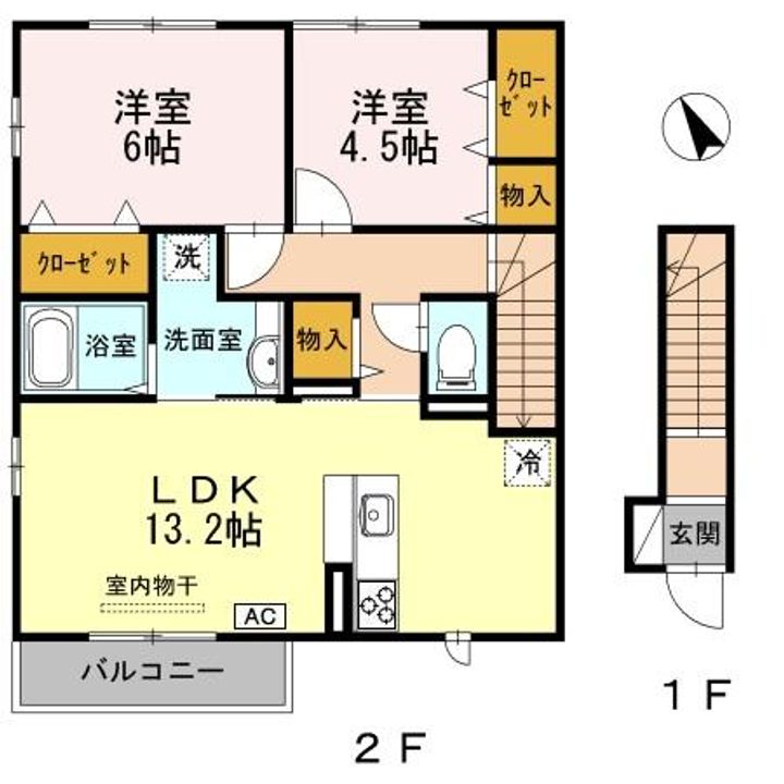フローラル清水 A棟の間取り