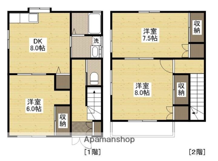 広島県福山市引野町3丁目(一戸建)の賃貸物件戸建ての間取り