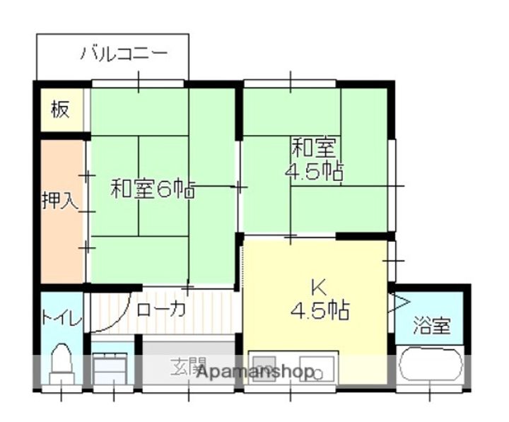 広島県呉市内神町の賃貸アパートの間取り