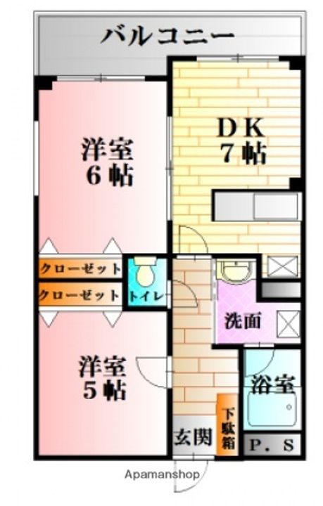 広島県広島市安佐北区可部町大字上町屋の賃貸マンションの間取り