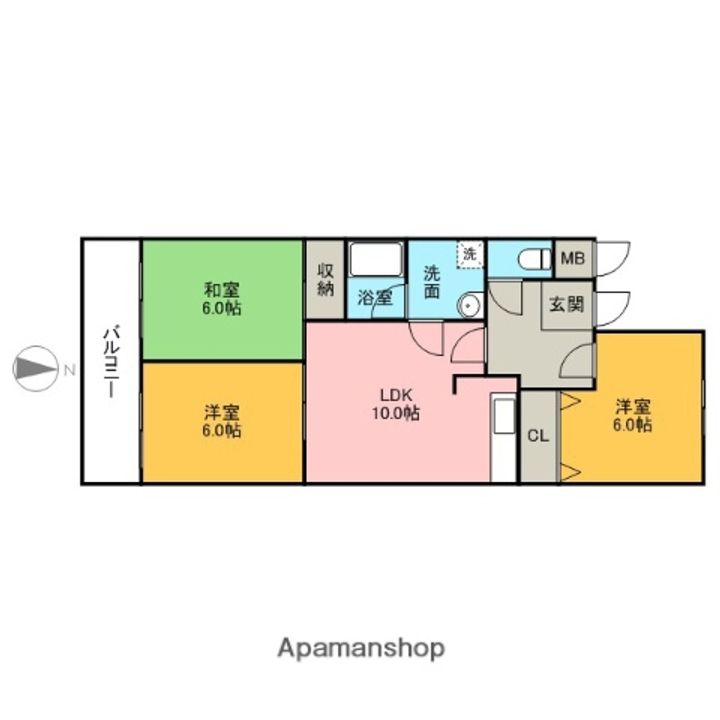 広島県広島市東区牛田中2丁目の賃貸マンションの間取り