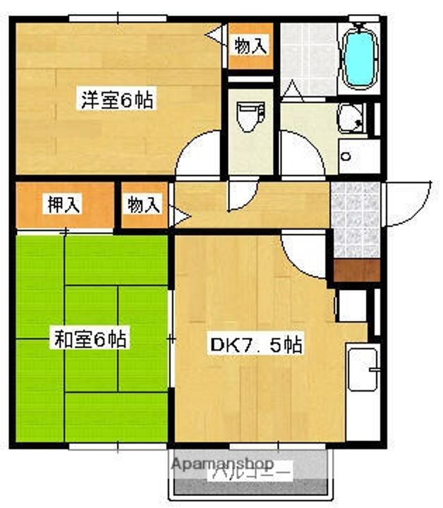 広島県広島市安佐南区上安2丁目の賃貸アパートの間取り