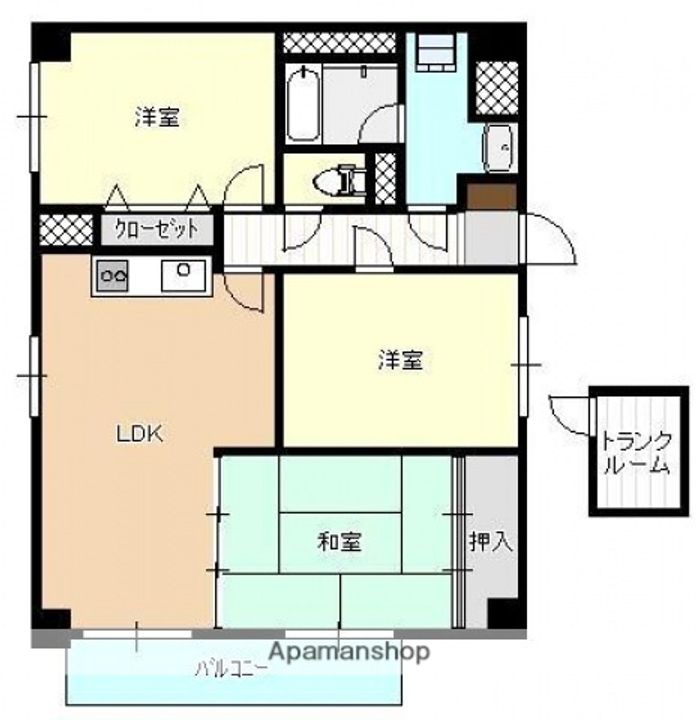 広島県広島市西区草津梅が台の賃貸マンションの間取り