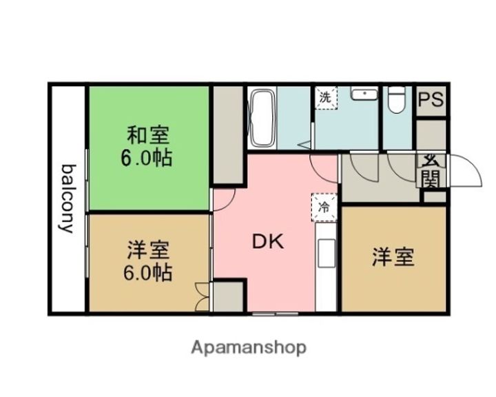 広島県広島市佐伯区皆賀1丁目の賃貸マンションの間取り