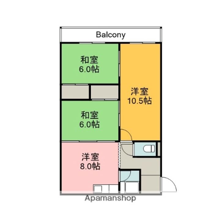 広島県広島市安佐南区緑井2丁目の賃貸マンションの間取り