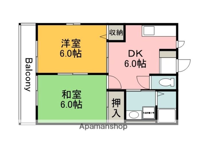広島県広島市西区井口鈴が台1丁目の賃貸アパートの間取り