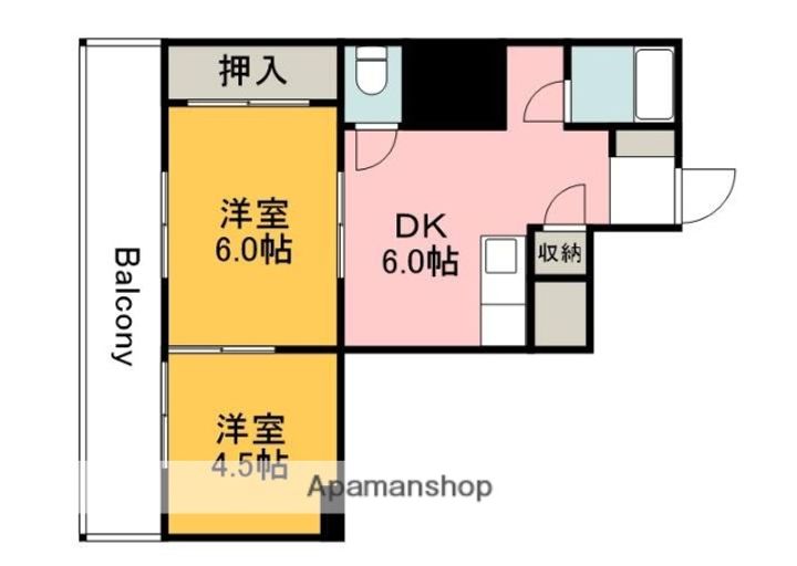 広島県広島市中区宝町の賃貸マンションの間取り