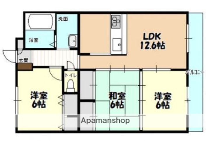 広島県広島市安佐南区相田6丁目の賃貸マンションの間取り
