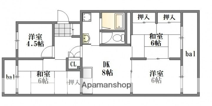 広島県広島市西区高須1丁目の賃貸マンション302の間取り