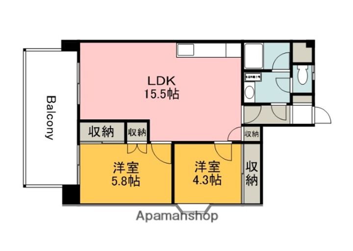 広島県広島市佐伯区皆賀1丁目の賃貸マンションの間取り