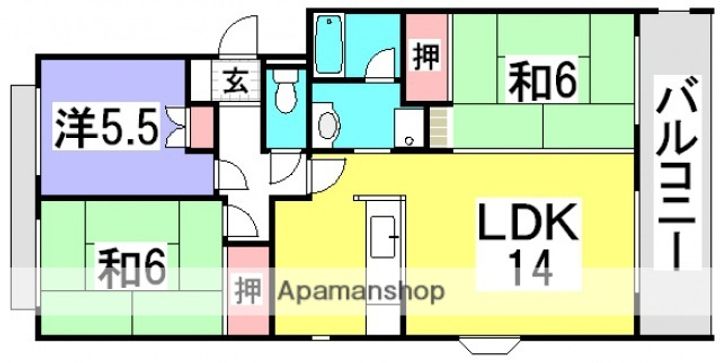 広島県広島市西区井口3丁目の賃貸マンションの間取り