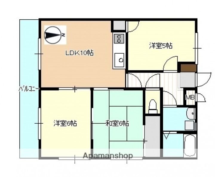 広島県広島市安佐南区上安1丁目の賃貸マンションの間取り
