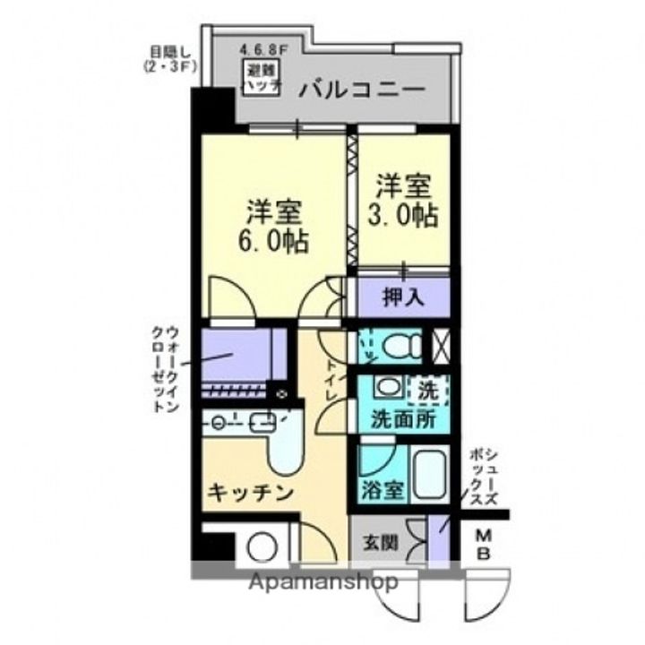 広島県広島市中区千田町3丁目の賃貸マンション401の間取り