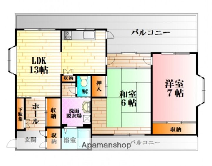 広島県広島市安佐北区可部南4丁目の賃貸マンションの間取り
