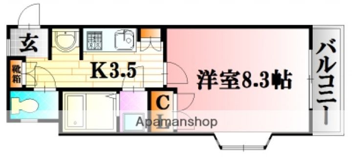 広島県広島市安佐北区可部4丁目の賃貸マンションの間取り