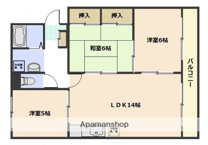 広島県広島市中区江波東1丁目の賃貸マンションの間取り