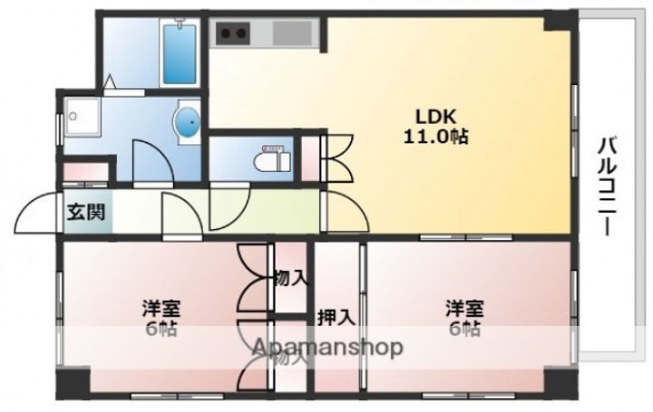広島県広島市佐伯区楽々園3丁目の賃貸マンションの間取り