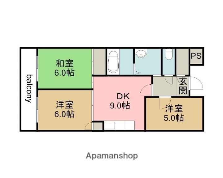 広島県広島市西区高須2丁目の賃貸マンションの間取り