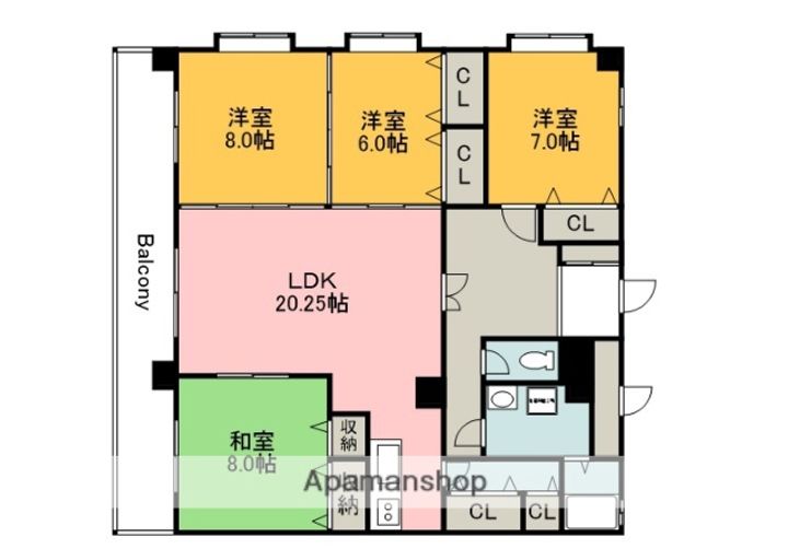 広島県広島市安佐南区緑井4丁目の賃貸マンションの間取り