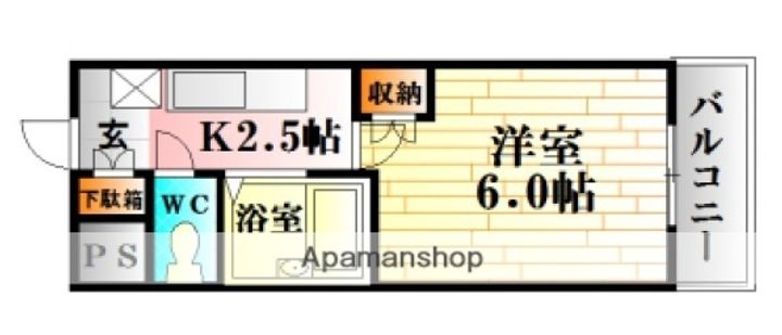 広島県広島市安佐北区落合5丁目の賃貸マンションの間取り