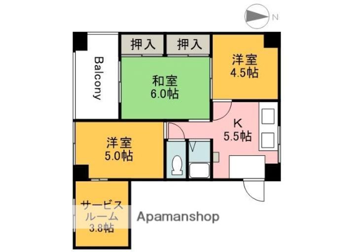 広島県広島市西区中広町3丁目の賃貸マンションの間取り