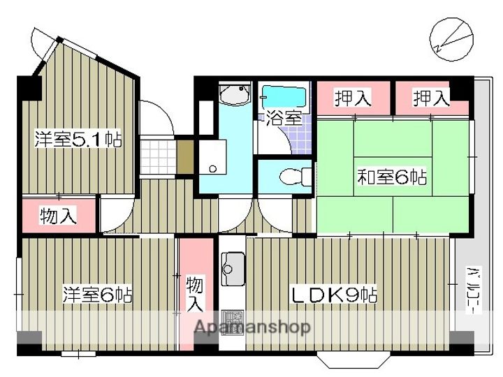 広島県広島市西区草津浜町の賃貸マンションの間取り